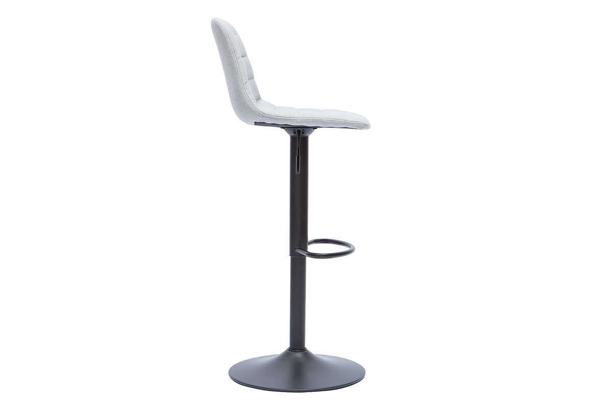 Tabourets de bar r�glables en tissu gris clair et m�tal (lot de 2) SAURY