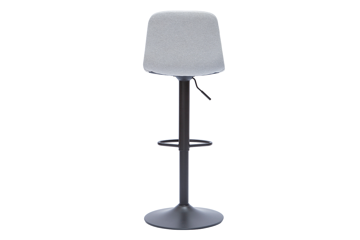 Tabourets de bar r�glables en tissu gris clair et m�tal (lot de 2) SAURY