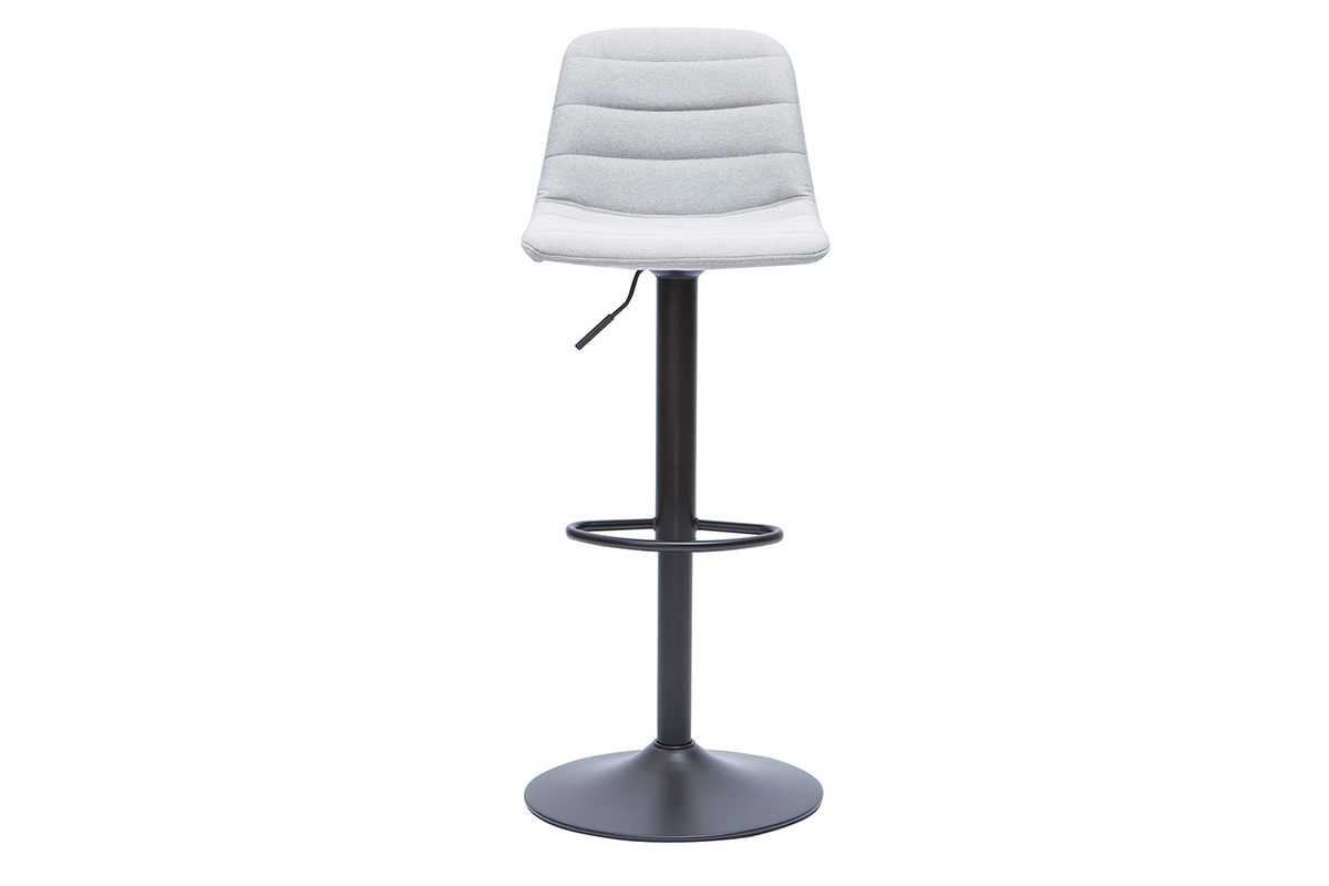 Tabourets de bar r�glables en tissu gris clair et m�tal (lot de 2) SAURY