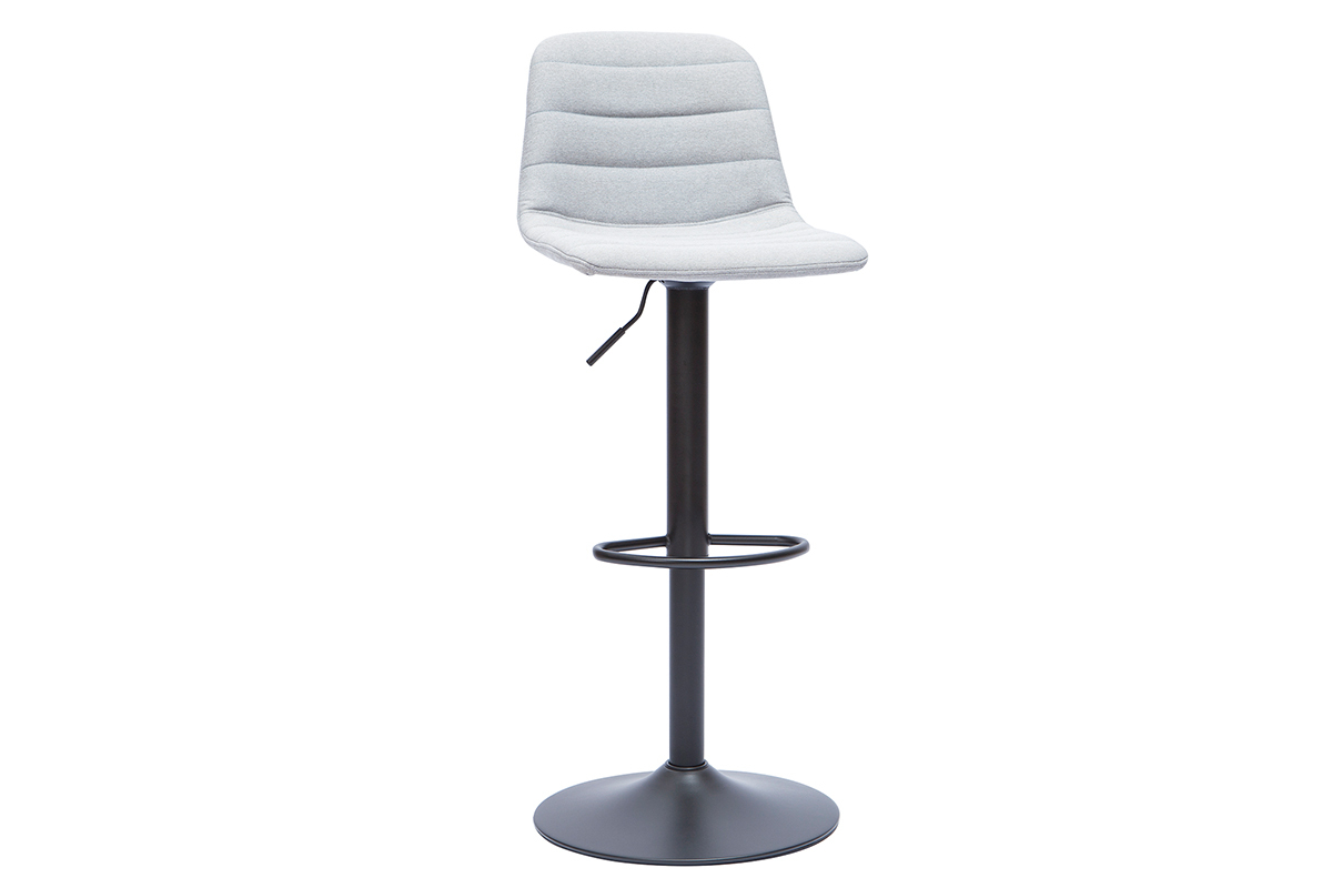Tabourets de bar r�glables en tissu gris clair et m�tal (lot de 2) SAURY