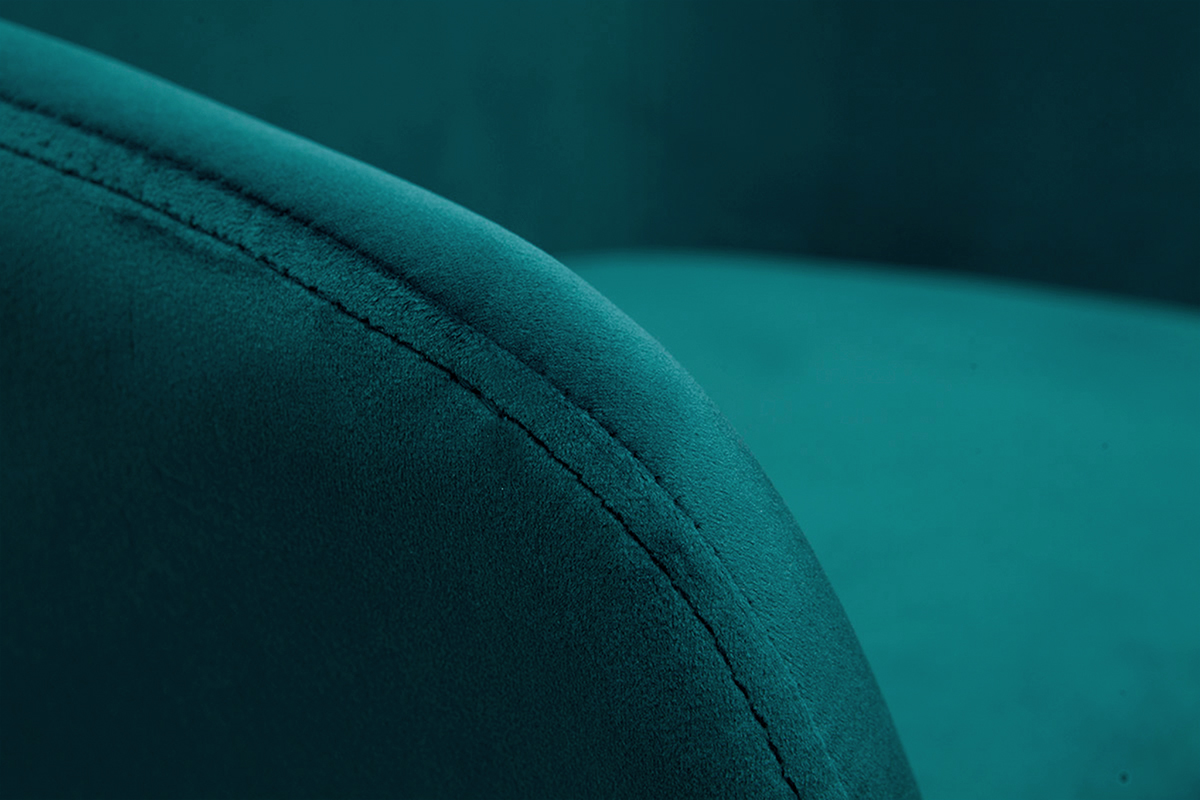 Tabourets de bar r�glables en tissu velours bleu p�trole et m�tal noir (lot de 2) AMIKA