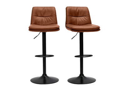 Tabourets de bar réglables marrons et métal noir (lot de 2) ZUCK