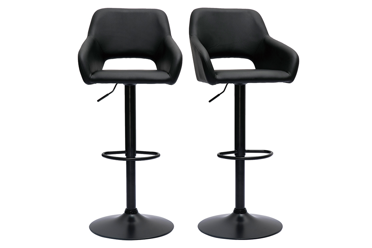 Tabourets de bar rglables noirs (lot de 2) LAURETTE