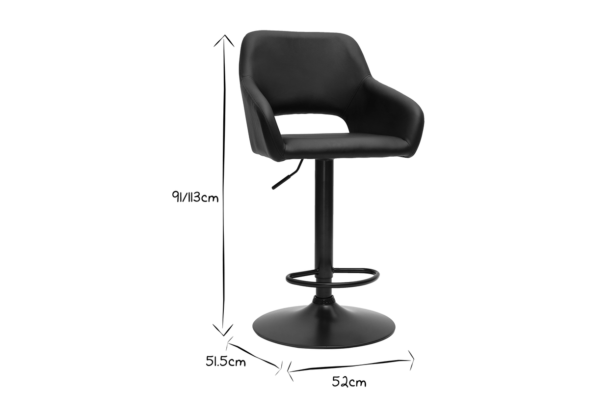 Tabourets de bar rglables noirs (lot de 2) LAURETTE