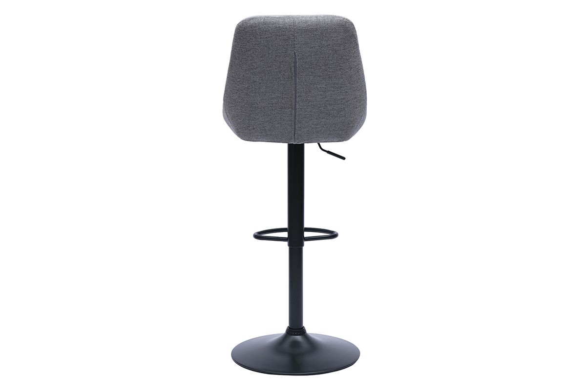 Tabourets de bar rglables pivotants 360 en tissu effet velours textur gris et mtal (lot de 2) ALESS
