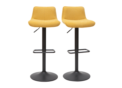 Tabourets de bar réglables pivotants 360° en tissu effet velours texturé jaune moutarde et métal (lot de 2) BOOST