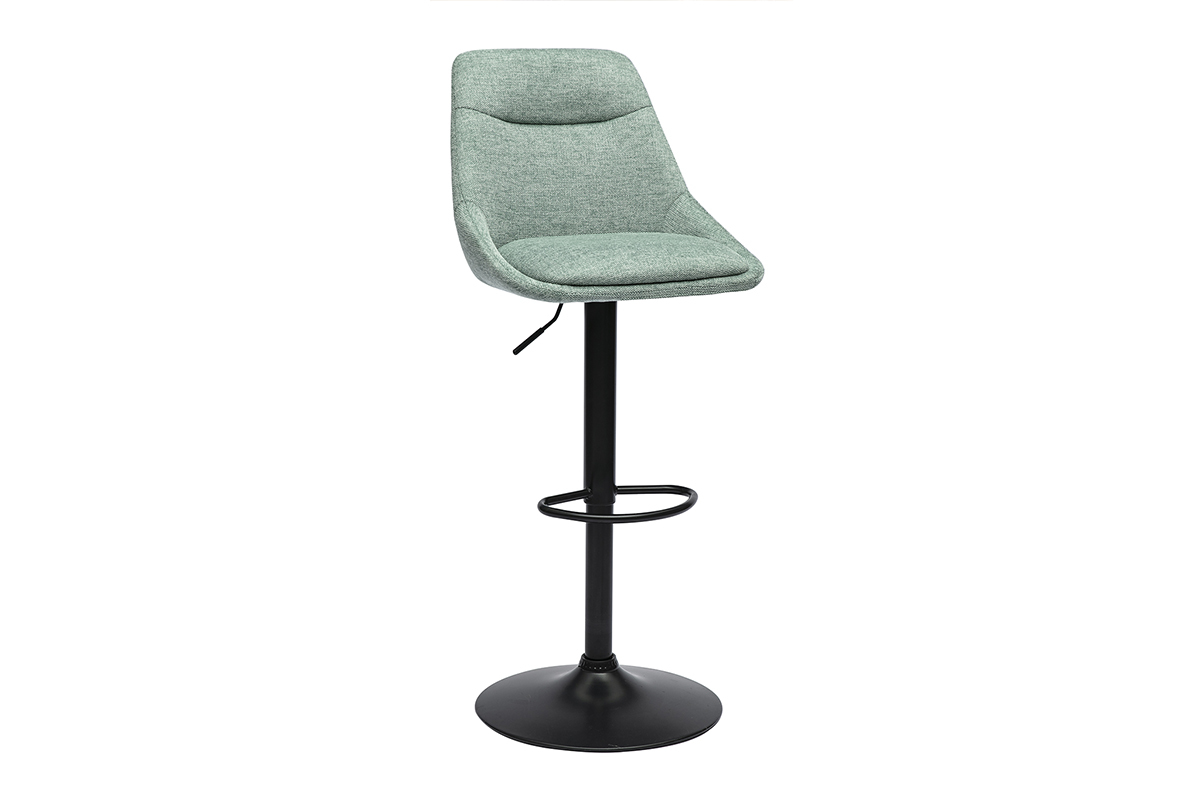 Tabourets de bar rglables pivotants 360 en tissu effet velours textur vert cladon et mtal (lot de 2) ALESS
