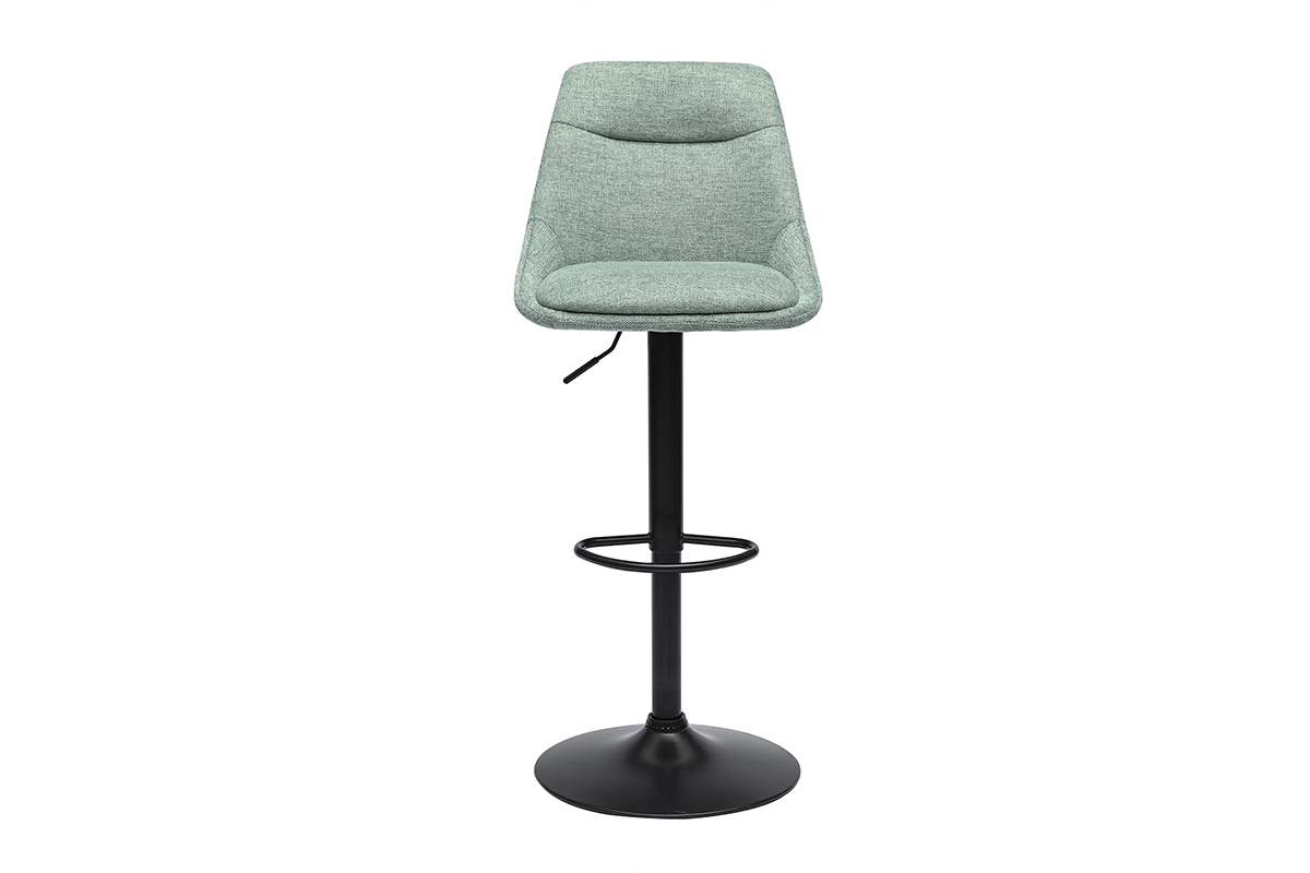 Tabourets de bar rglables pivotants 360 en tissu effet velours textur vert cladon et mtal (lot de 2) ALESS