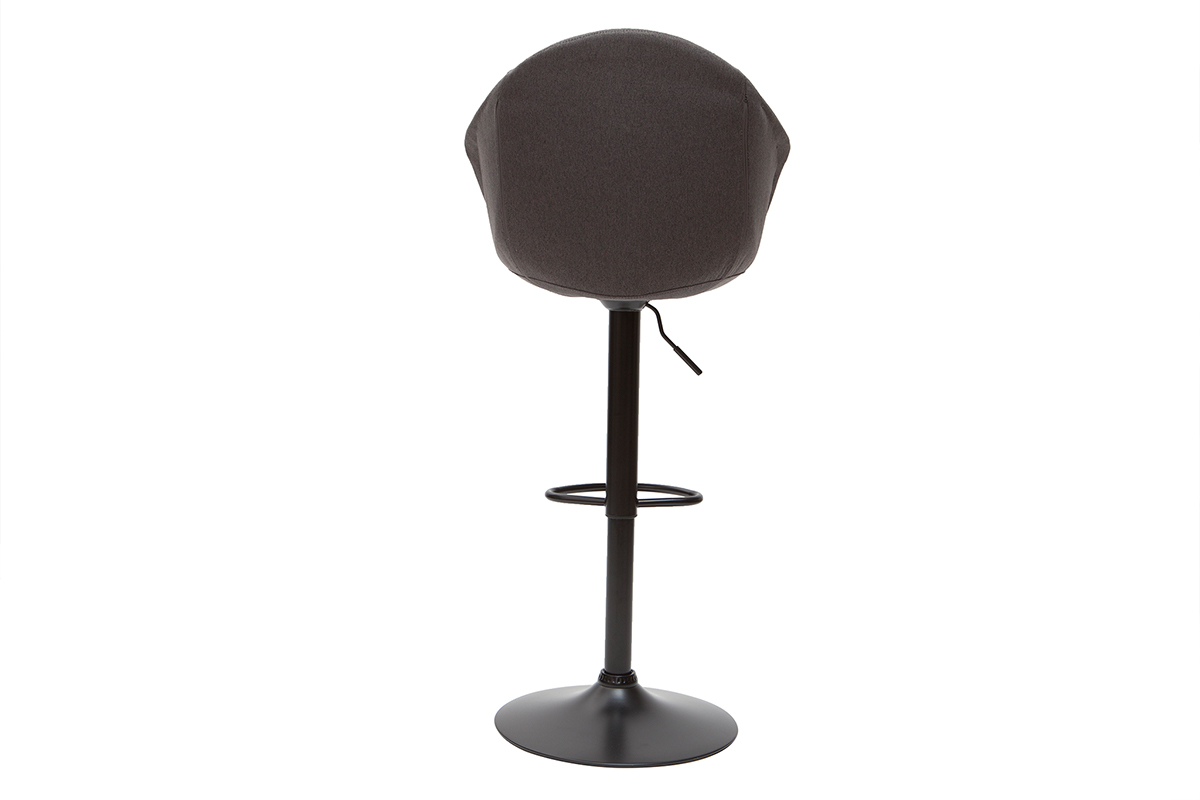 Tabourets de bar rglables pivotants 360 en tissu gris fonc et mtal (lot de 2) TAYA