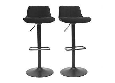 Tabourets de bar réglables pivotants 360° noirs en tissu velours et métal (lot de 2) BOOST
