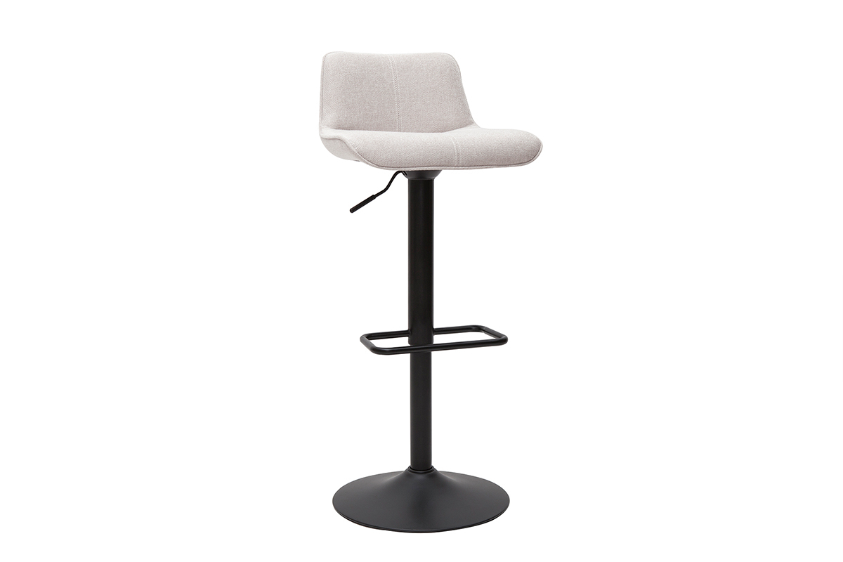 Tabourets de bar réglables pivotants 360° en tissu effet velours texturé beige et métal noir (lot de 2) BOOST