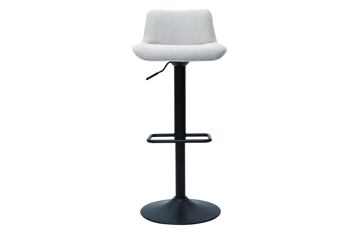 Tabourets de bar réglables pivotants 360° en tissu effet velours texturé beige et métal noir (lot de 2) BOOST
