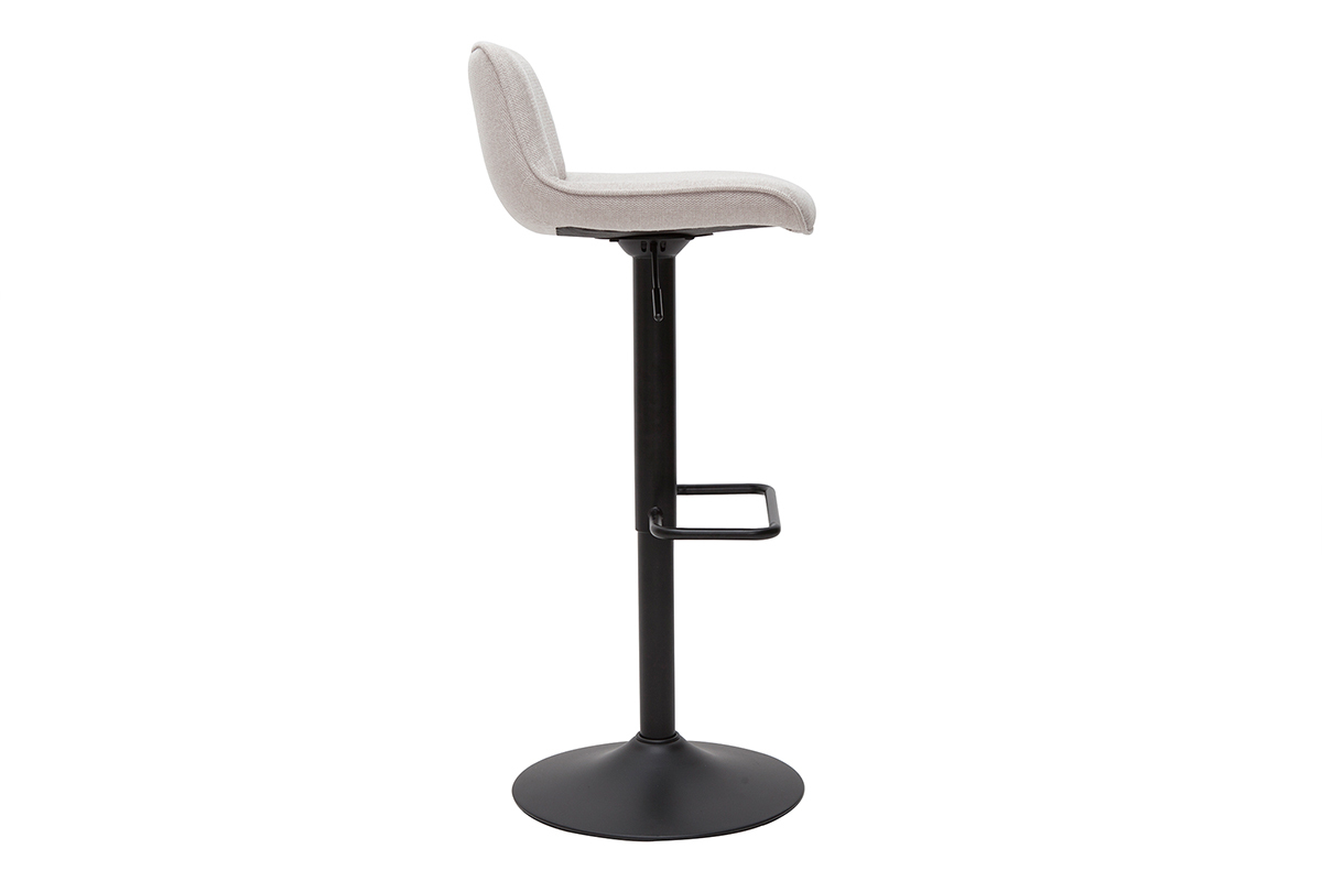Tabourets de bar réglables pivotants 360° en tissu effet velours texturé beige et métal noir (lot de 2) BOOST
