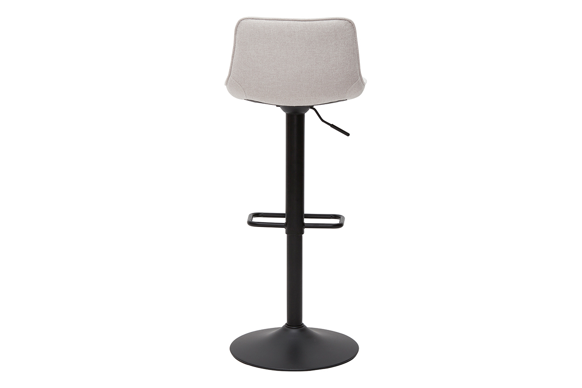 Tabourets de bar réglables pivotants 360° en tissu effet velours texturé beige et métal noir (lot de 2) BOOST