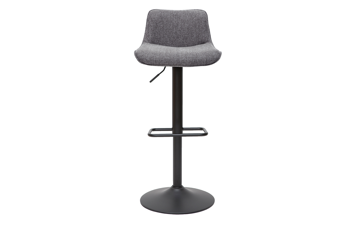 Tabourets de bar réglables pivotants 360° en tissu effet velours texturé gris et métal (lot de 2) BOOST