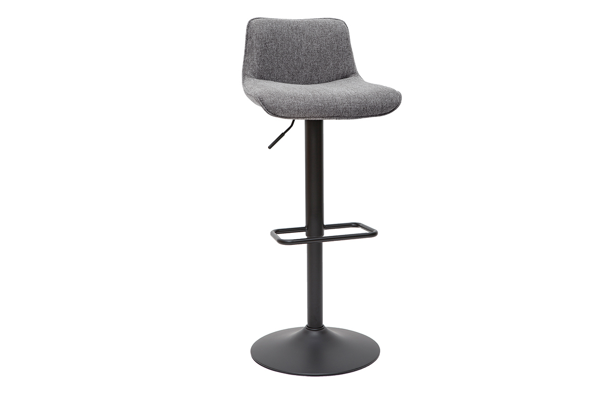 Tabourets de bar réglables pivotants 360° en tissu effet velours texturé gris et métal (lot de 2) BOOST