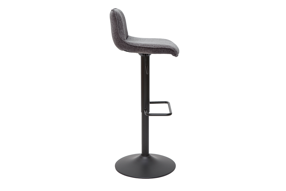 Tabourets de bar réglables pivotants 360° en tissu effet velours texturé gris et métal (lot de 2) BOOST