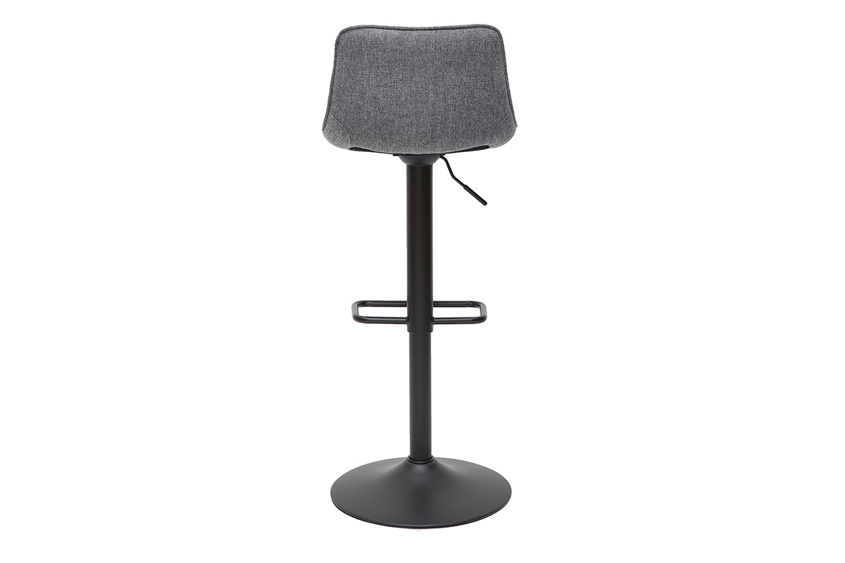 Tabourets de bar réglables pivotants 360° en tissu effet velours texturé gris et métal (lot de 2) BOOST