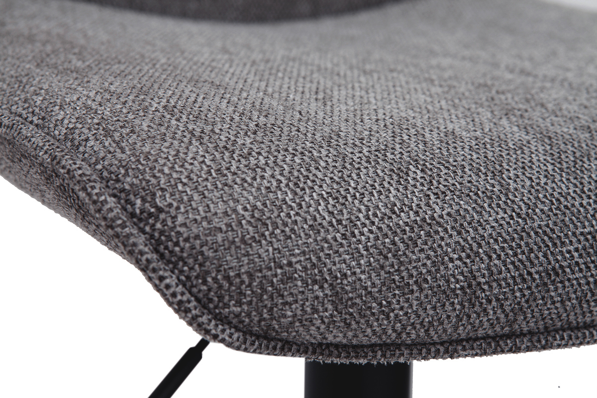 Tabourets de bar réglables pivotants 360° en tissu effet velours texturé gris et métal (lot de 2) BOOST