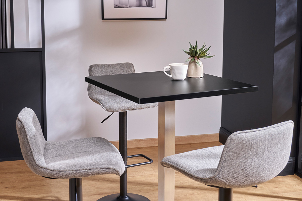 Tabourets de bar réglables pivotants 360° en tissu effet velours texturé gris et métal (lot de 2) BOOST