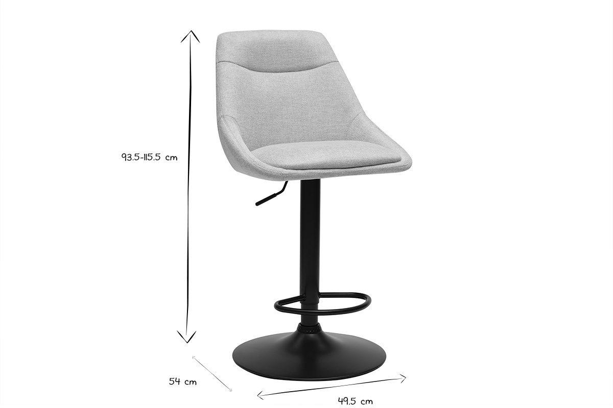 Tabourets de bar r�glables pivotants 360� en tissu effet velours textur� beige et m�tal (lot de 2) ALESS