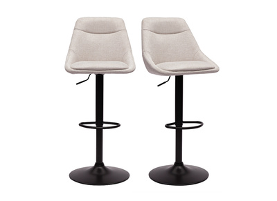 Tabourets de bar r&eacute;glables pivotants 360&deg; en tissu effet velours textur&eacute; beige et m&eacute;tal (lot de 2) ALESS