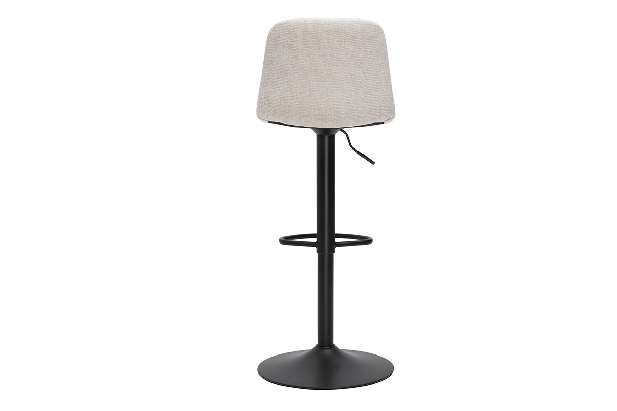 Tabourets de bar r�glables pivotants 360� en tissu effet velours textur� beige et m�tal (lot de 2) SAURY