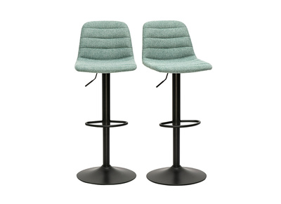 Tabourets de bar r&eacute;glables pivotants 360&deg; en tissu effet velours textur&eacute; c&eacute;ladon et m&eacute;tal (lot de 2) SAURY