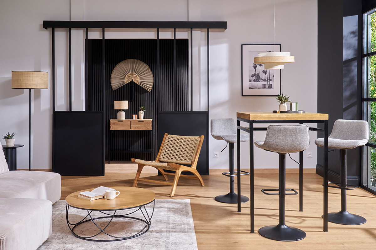 Tabourets de bar r�glables pivotants 360� en tissu effet velours textur� gris et m�tal (lot de 2) BOOST