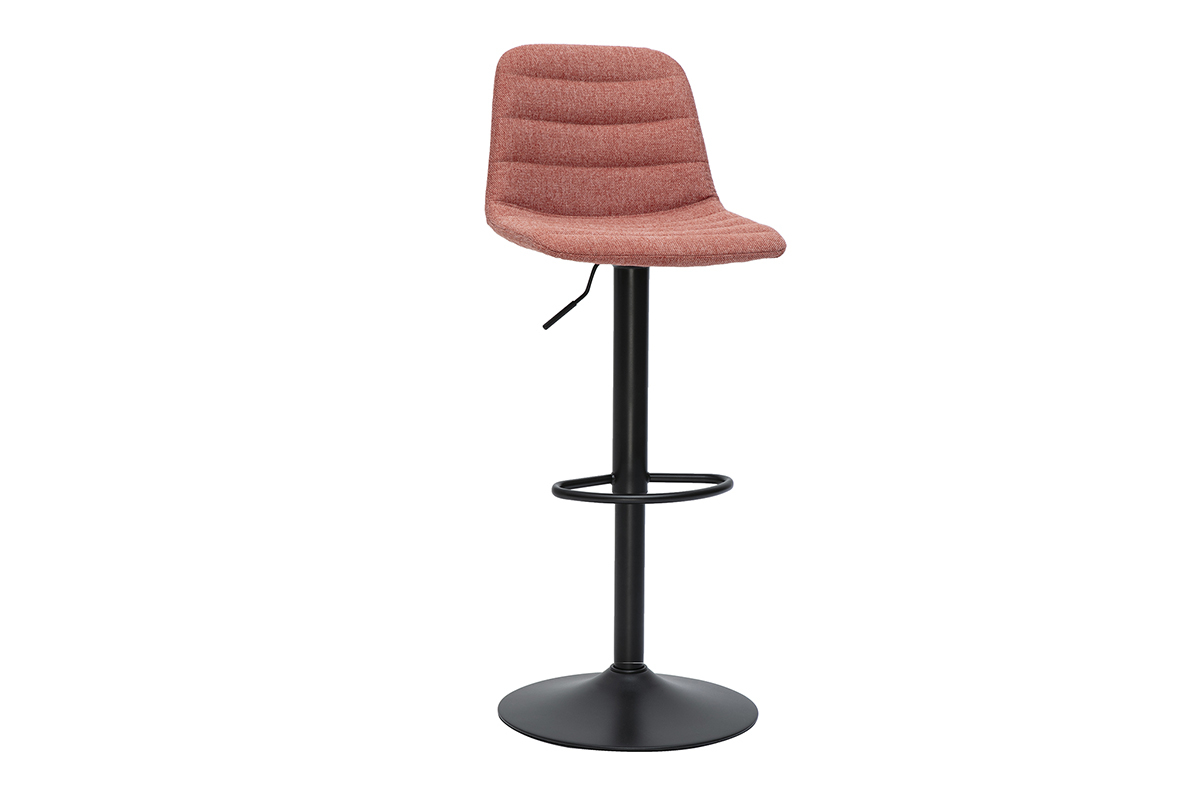 Tabourets de bar r�glables pivotants 360� en tissu effet velours textur� terracotta et m�tal (lot de 2) SAURY