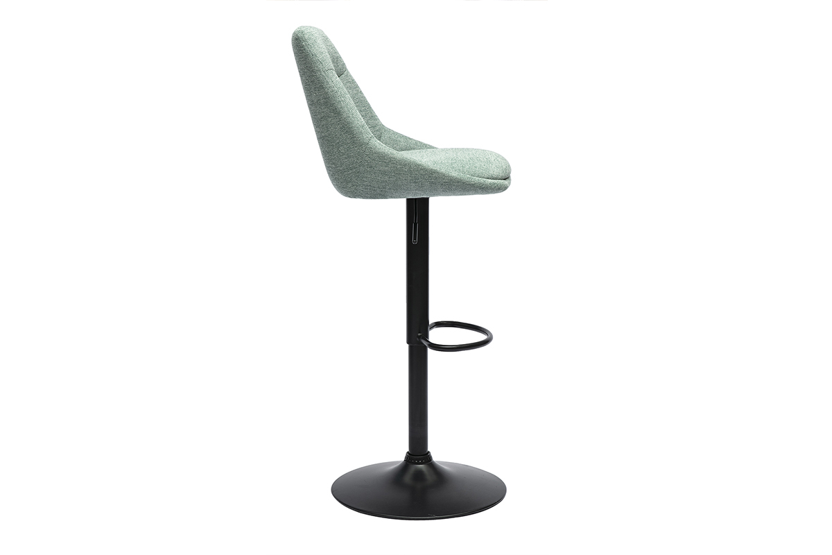 Tabourets de bar r�glables pivotants 360� en tissu effet velours textur� vert c�ladon et m�tal (lot de 2) ALESS