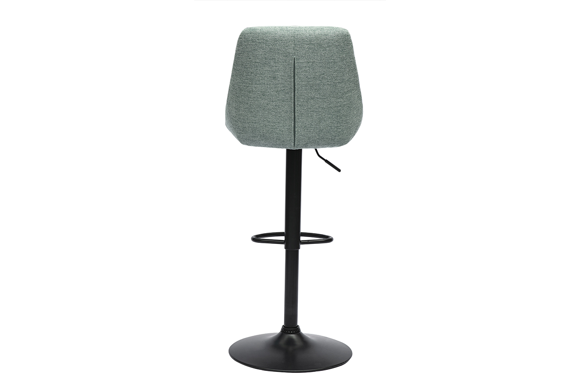 Tabourets de bar r�glables pivotants 360� en tissu effet velours textur� vert c�ladon et m�tal (lot de 2) ALESS