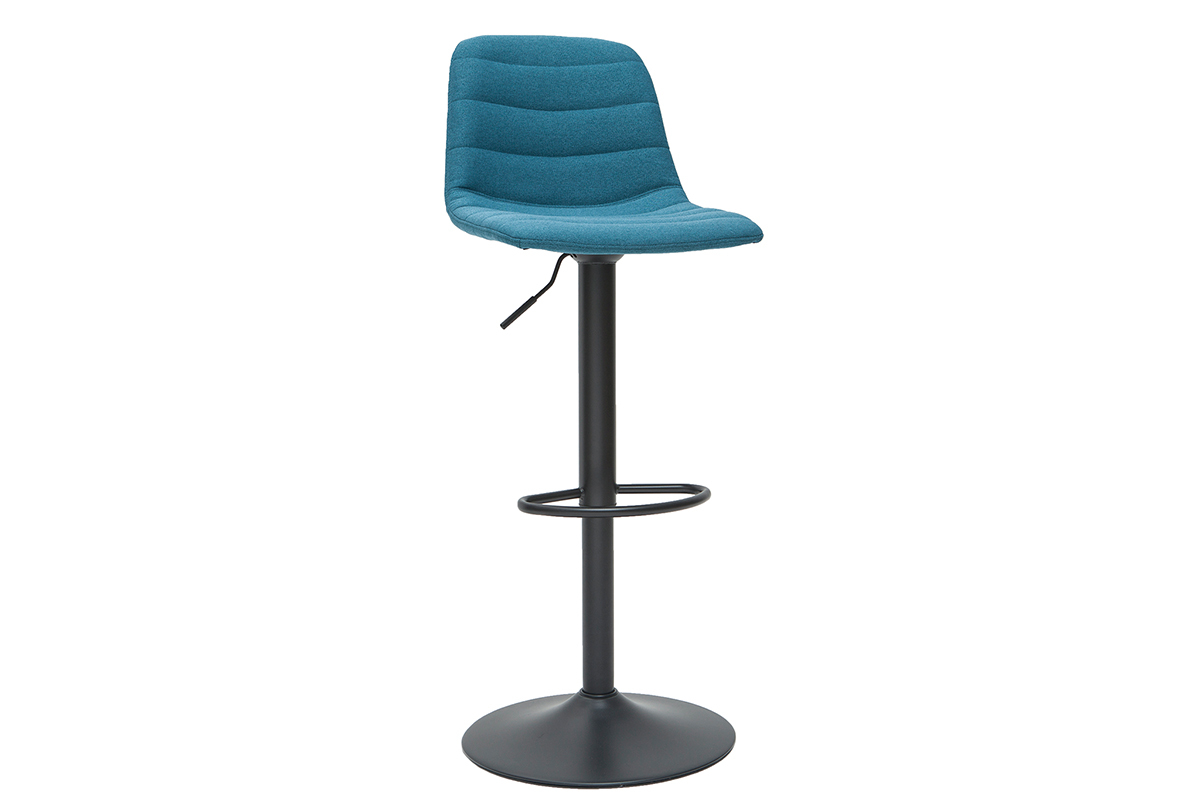 Tabourets de bar r�glables pivotants 360� en tissu et m�tal bleu canard (lot de 2) SAURY