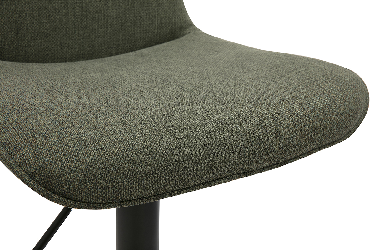 Tabourets de bar r�glables pivotants 360� en tissu vert kaki et m�tal noir (lot de 2) BOOST