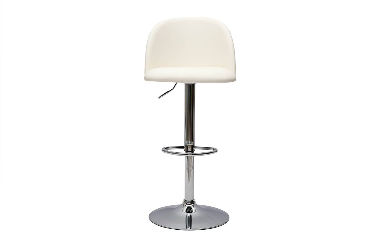 Tabourets de bar rglables polyurthane blanc et mtal chrom (lot de 2) CELESTE