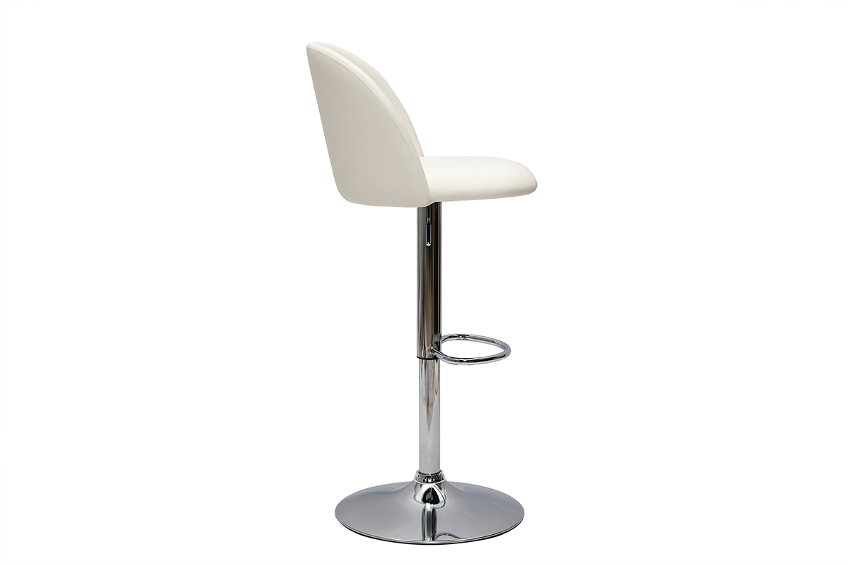 Tabourets de bar rglables polyurthane blanc et mtal chrom (lot de 2) CELESTE