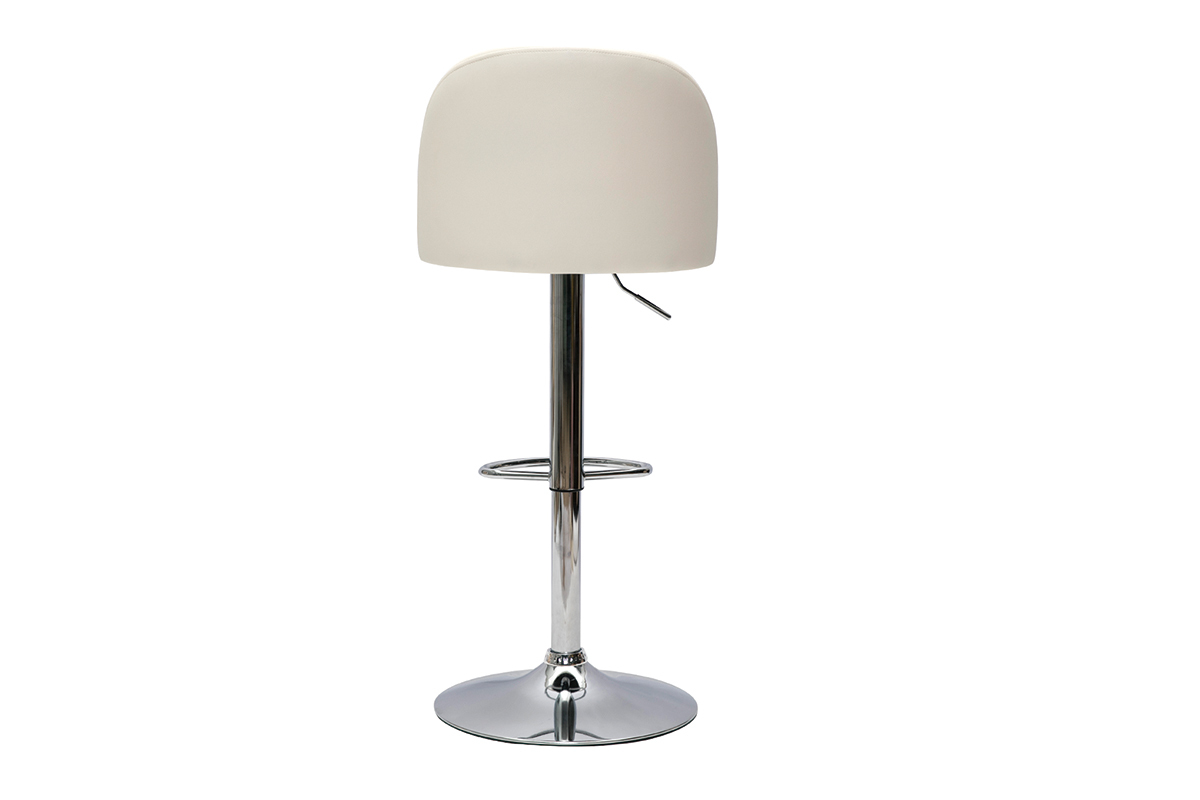 Tabourets de bar rglables polyurthane blanc et mtal chrom (lot de 2) CELESTE