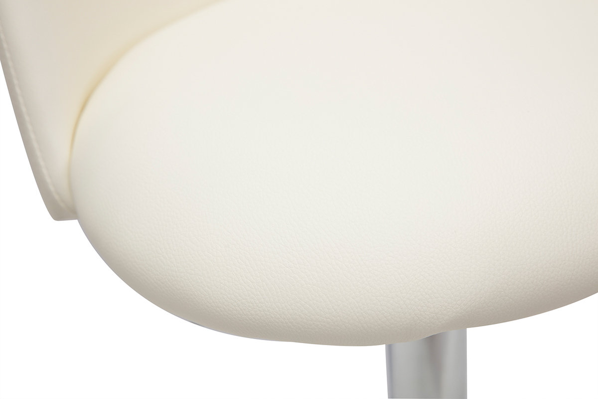 Tabourets de bar rglables polyurthane blanc et mtal chrom (lot de 2) CELESTE