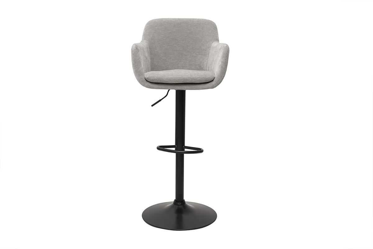 Tabourets de bar rglables tissu effet velours gris et mtal (lot de 2) AMIKA