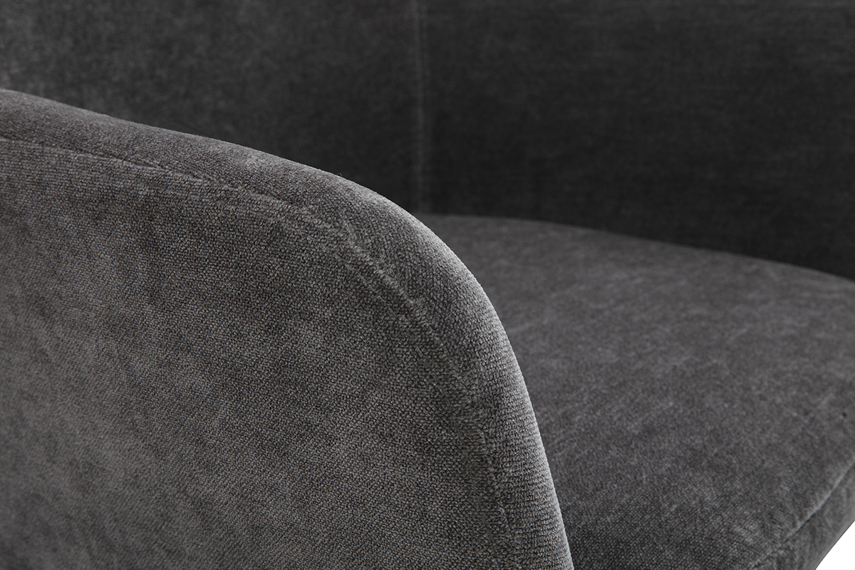 Tabourets de bar r�glables tissu effet velours gris fonc� et m�tal (lot de 2) AMIKA