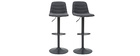 Tabourets de bar r&eacute;glables tissu et m&eacute;tal gris fonc&eacute; (lot de 2) SAURY