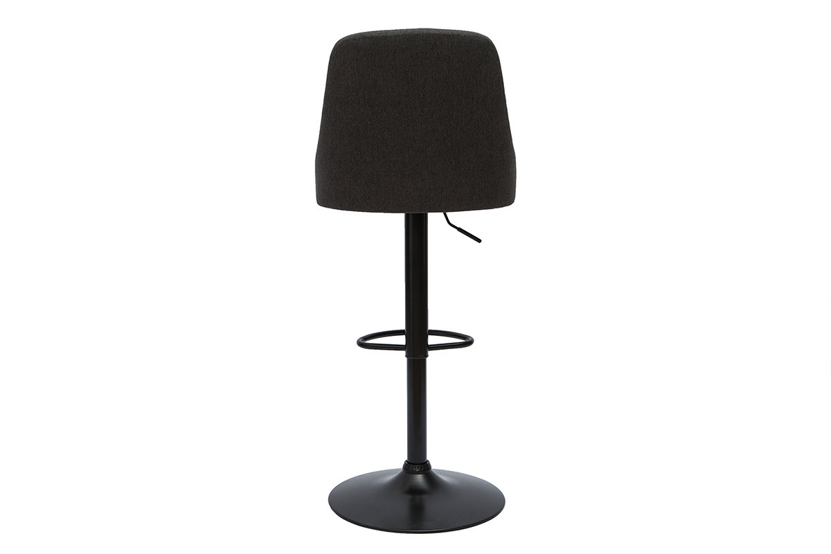 Tabourets de bar rglables tissu gris fonc et mtal noir (lot de 2) HASTA