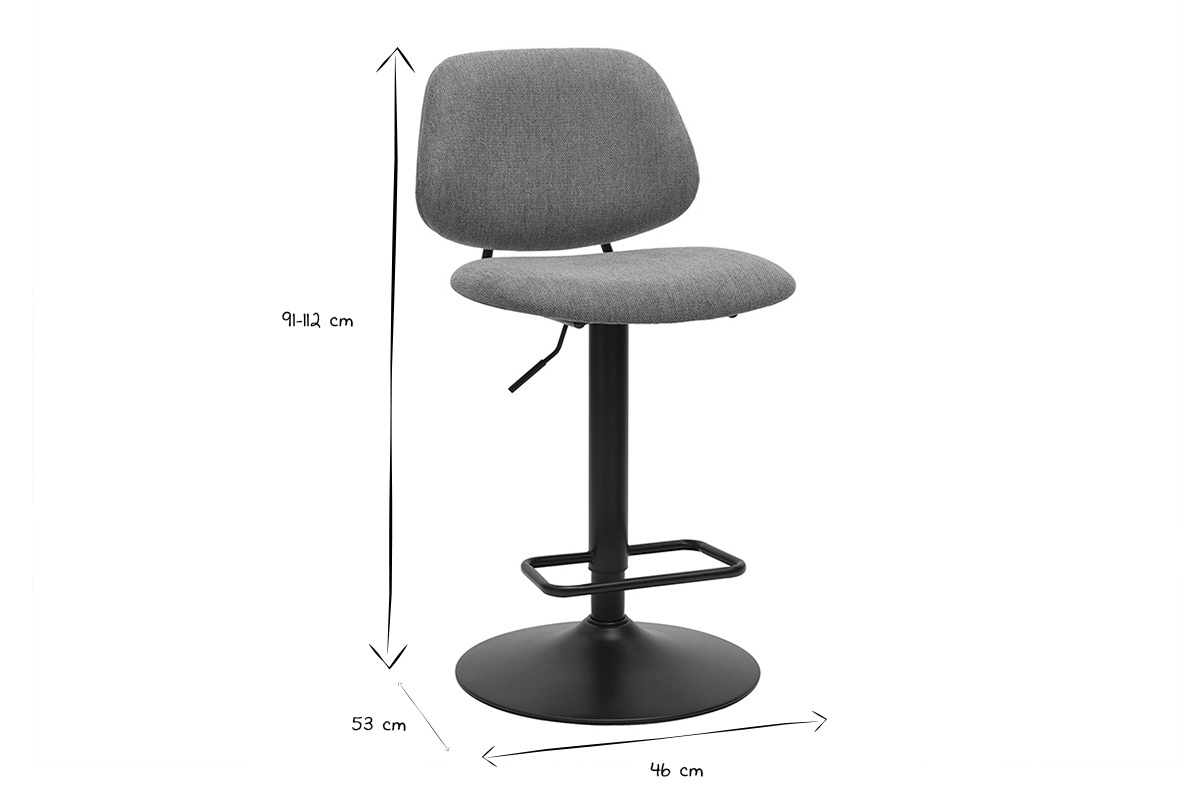Tabourets de bar relevables design en tissu effet velours textur� terre br�l�e et m�tal noir BARNET (lot de 2)