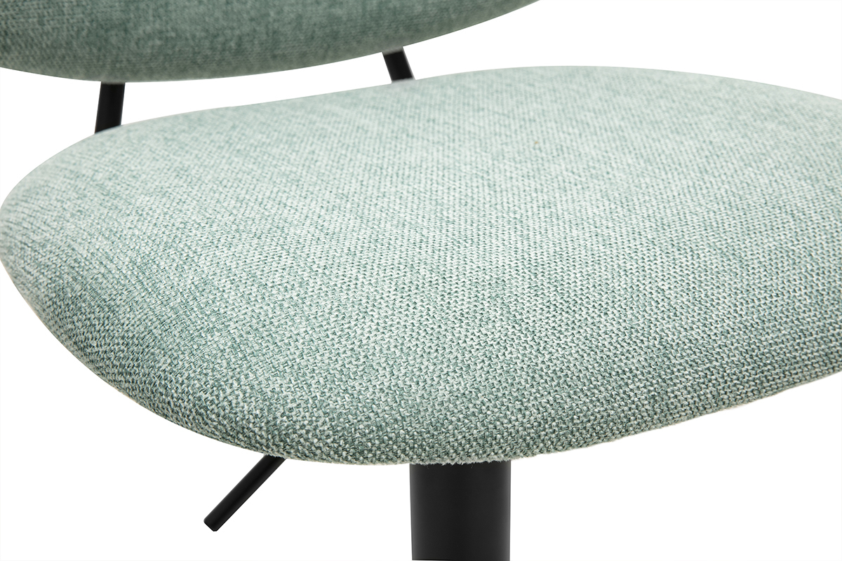 Tabourets de bar relevables design en tissu effet velours textur vert cladon et mtal noir BARNET (lot de 2)
