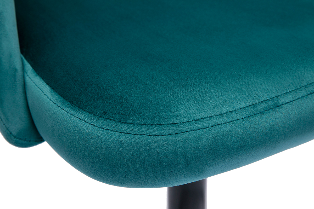 Tabourets de bar relevables en velours bleu ptrole et mtal noir (lot de 2) COSETTE
