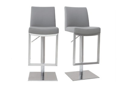 Tabourets de bar relevables gris et acier chromé (lot de 2) KYLE
