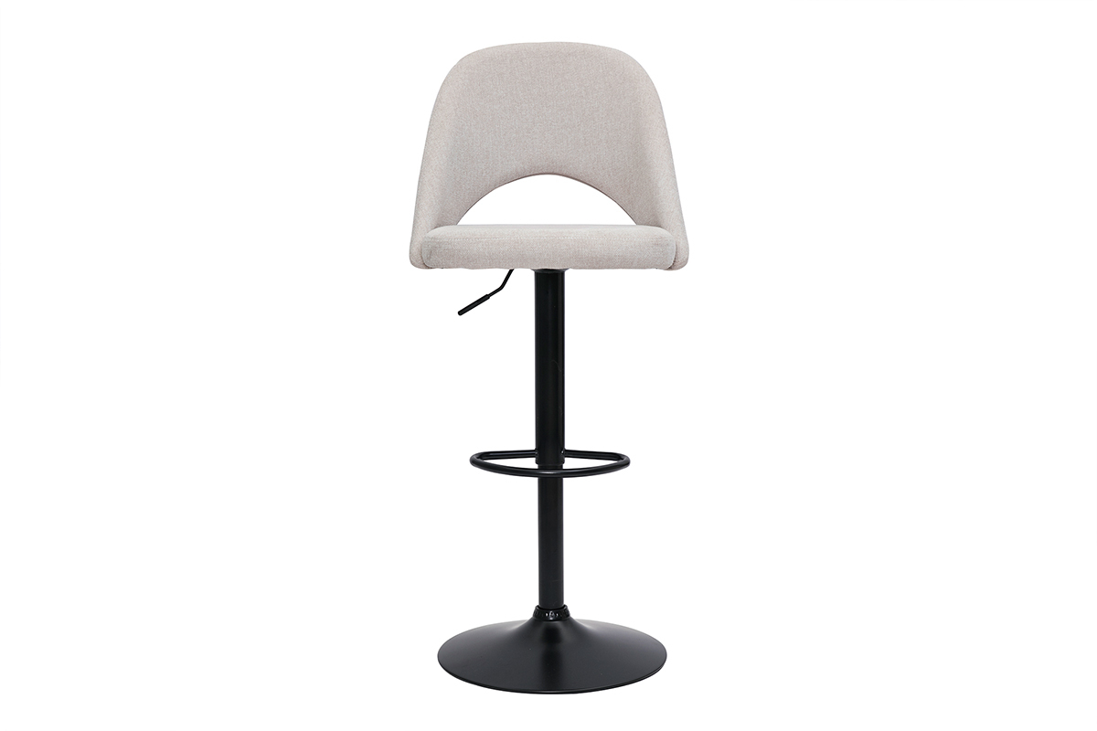 Tabourets de bar relevables tissu effet velours textur beige et mtal noir (lot de 2) COSETTE