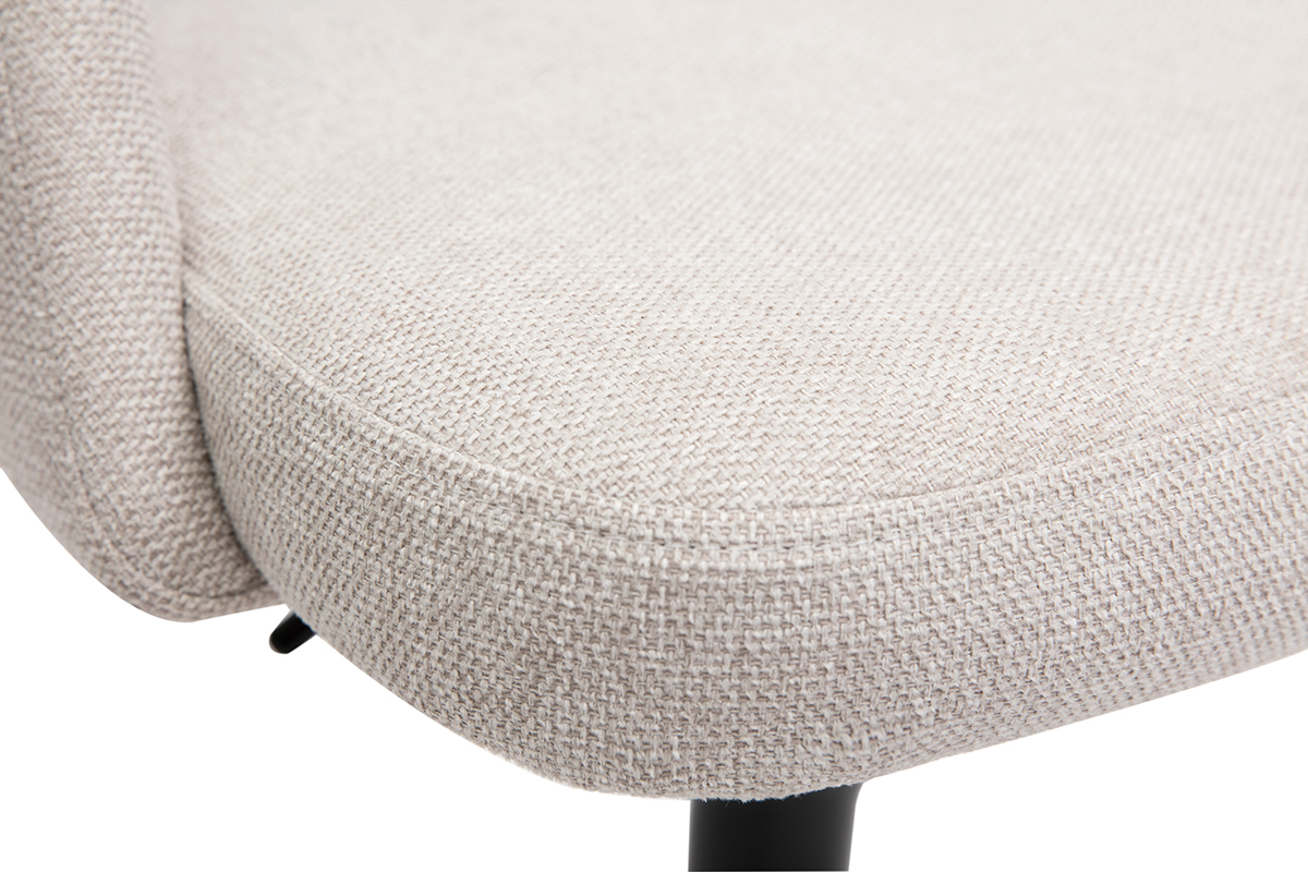 Tabourets de bar relevables tissu effet velours textur beige et mtal noir (lot de 2) COSETTE