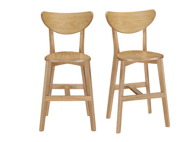 Tabourets de bar scandinave ch&ecirc;ne - lot de 2 LEENA