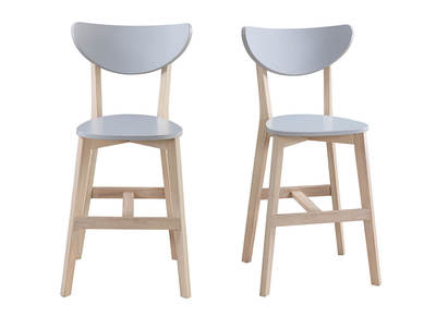 Tabourets de bar scandinave gris et bois 65cm (lot de 2) LEENA
